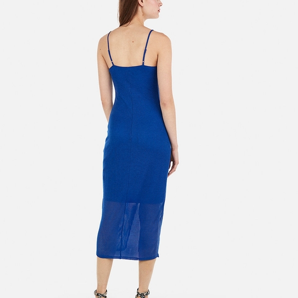 LAST CHANCE Express Button Ribbed Button Front Midi Dress - Picture 2 of 10